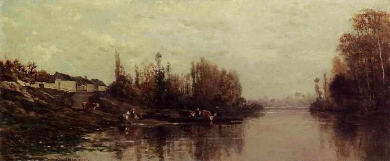 Charles-Francois Daubigny Ferry at Glouton Spain oil painting art